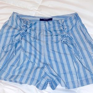 Forever 21 blue & white striped flowy shorts.
